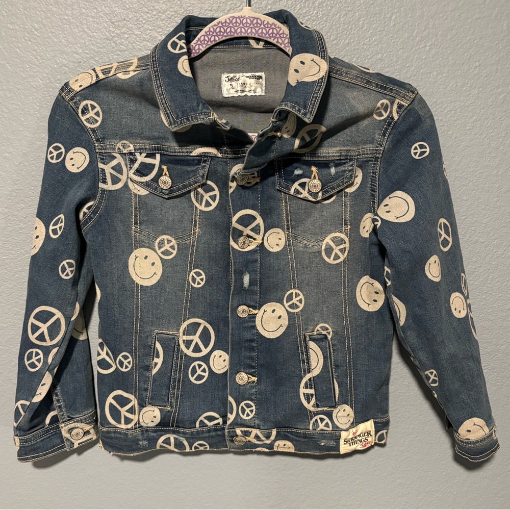 Justice X Stranger Things Denim Jacket Girls size Small (7/8)